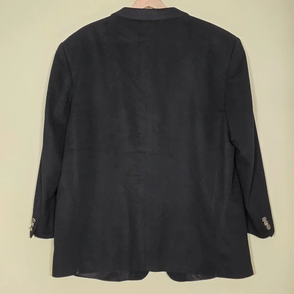 Saxon Cashmere Blazer Men US 50 Sport Coat Blck Lined Union Made 3B Ventless VTG